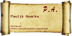 Paulik Avarka névjegykártya